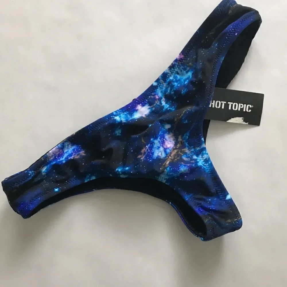 NWT Galaxy Reversible Bikini Bottom Small Cheeky Blue Black
